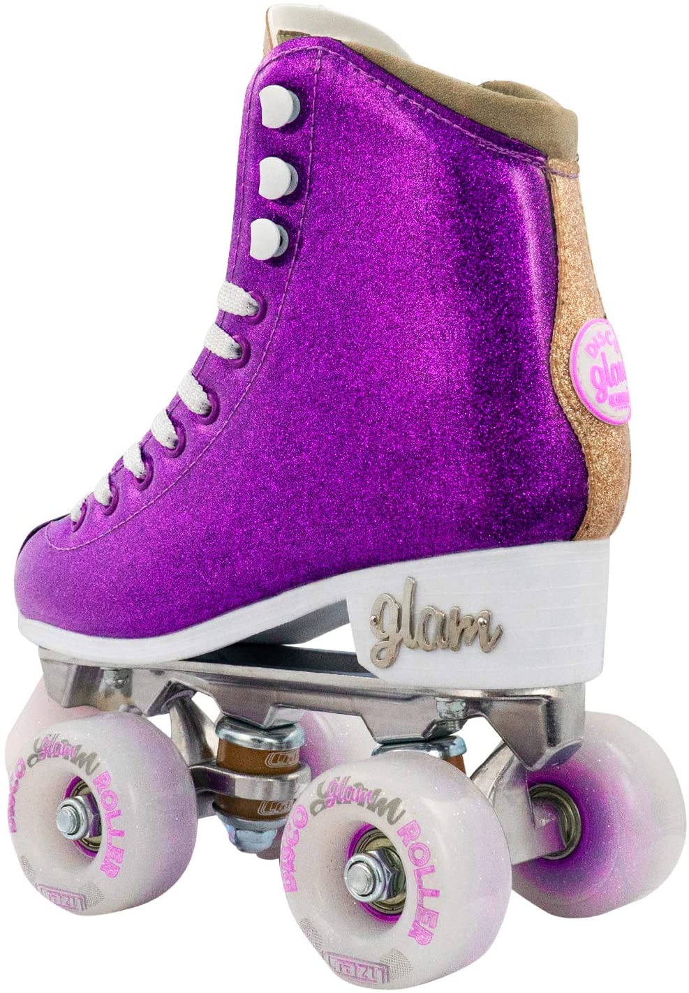 CRAZY Skates Disco Glam Teal and Pink Glitter Roller Skates Women's Size 5 
